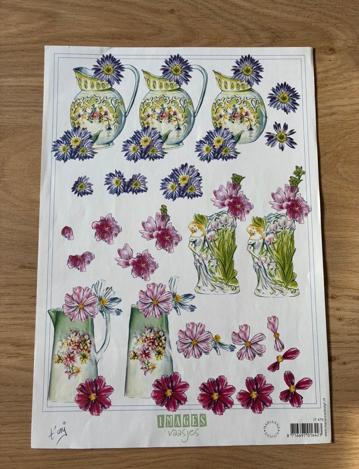 2 3D knipvellen, bloemen in vaasjes, Ophalen, Nieuw, Natuur, Knipvel