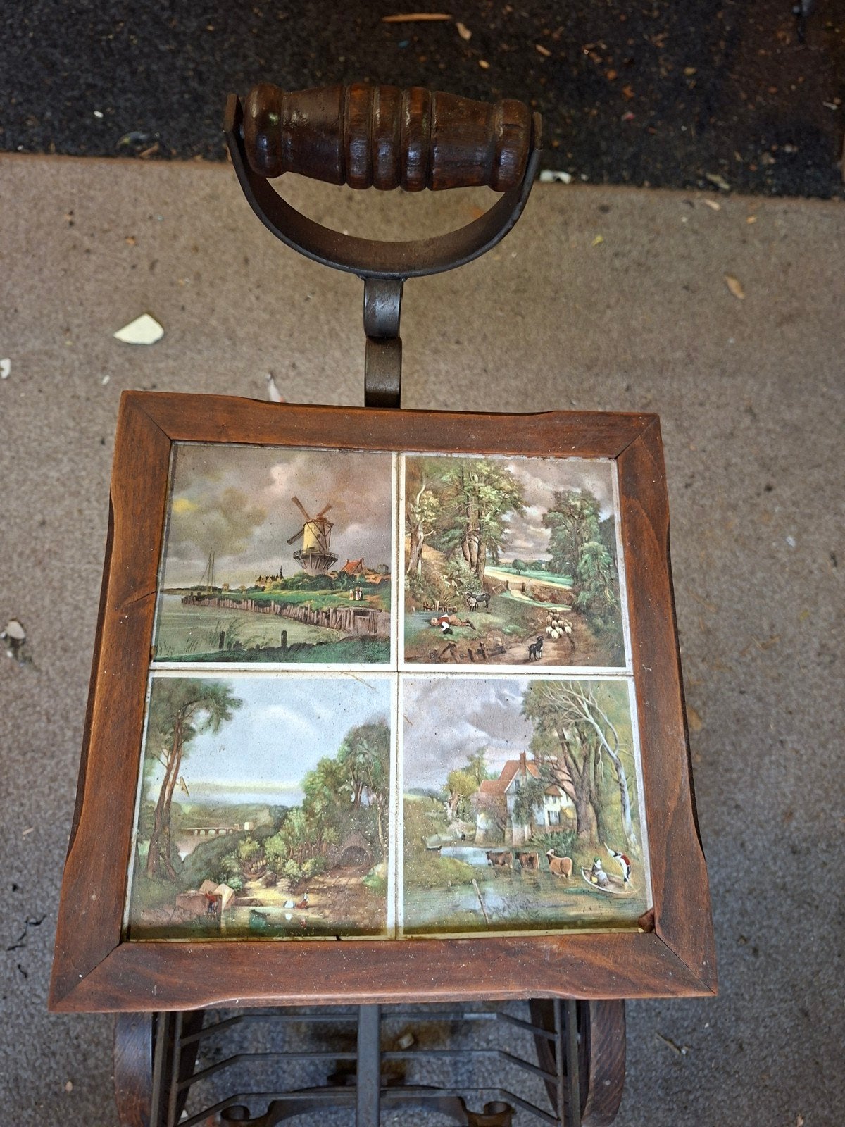 Vintage haardhoutwagen met tegeltableau, Ophalen