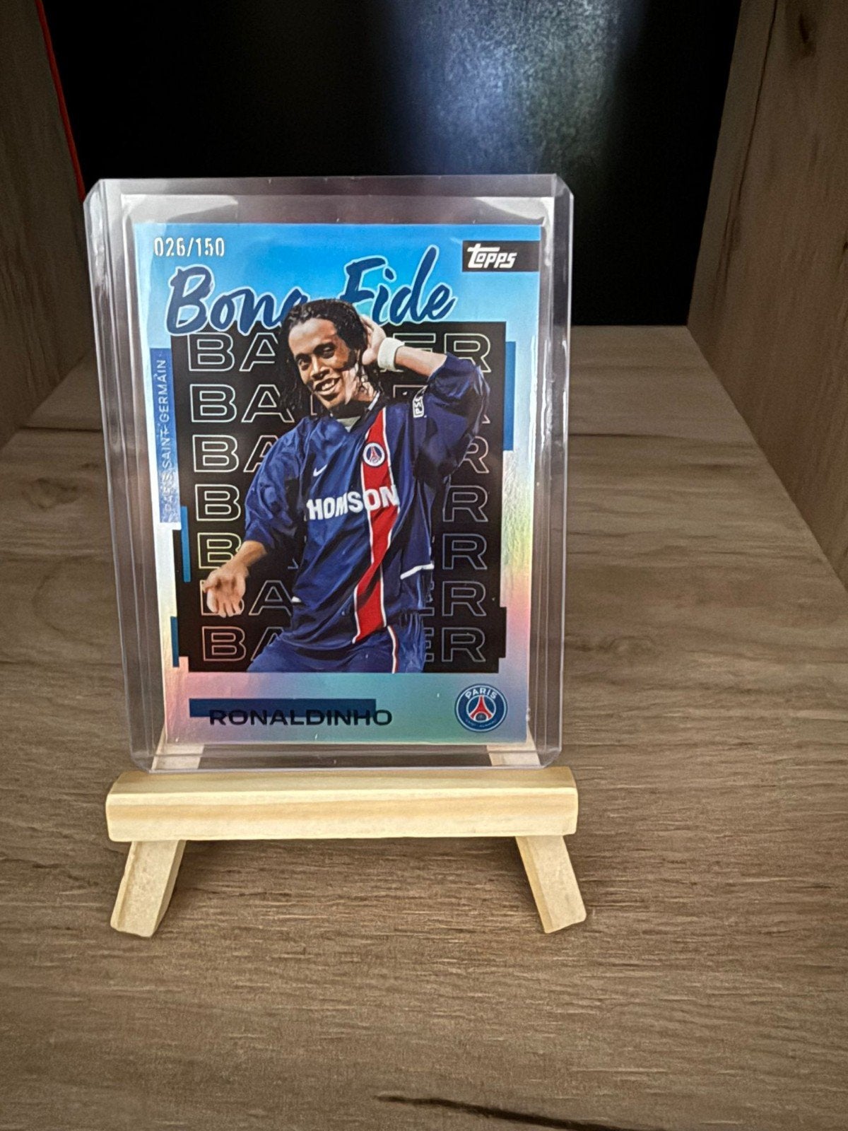 Ronaldinho Topps Bona Fide 026/150 Paris Saint-Germain kaart, Ophalen of Verzenden, Zo goed als nieuw, Buitenlandse clubs, Spelerskaart