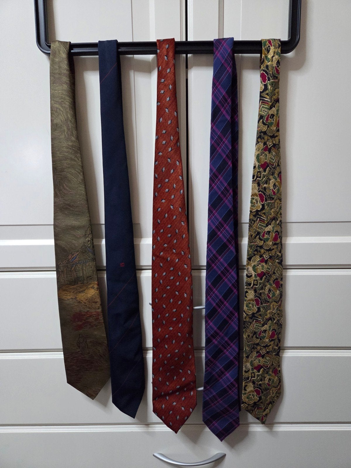 Een mooie verzameling van 5 elegante stropdassen, Ophalen of Verzenden, Zo goed als nieuw, Overige kleuren, Met patroon