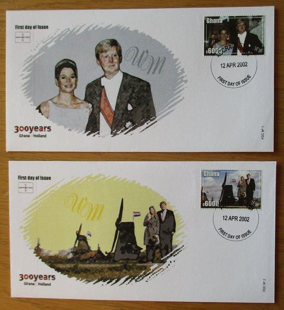 Máxima en Willem-Alexander,serie FDC's vriendschap met Ghana, Verzenden, Gestempeld, Koningshuis