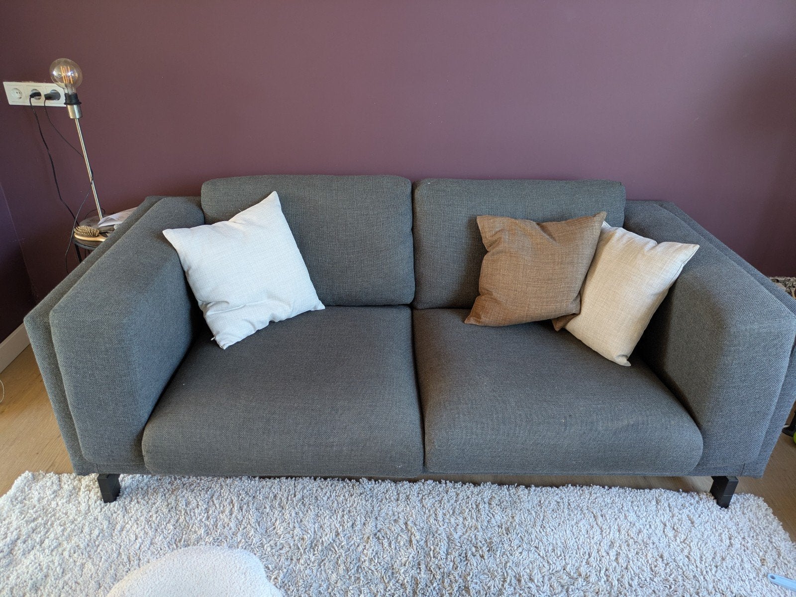 IKEA Nockeby Bank Antraciet - ca 200x100 cm, Huis en Inrichting, Ophalen, Gebruikt, Driepersoons, 75 tot 100 cm