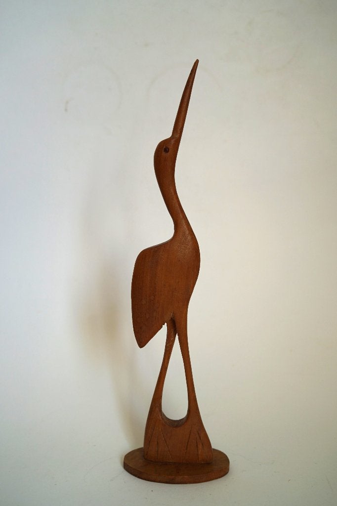 vintage vogel hout reiger handgemaakt NDZ, Ophalen of Verzenden, Huis en Inrichting