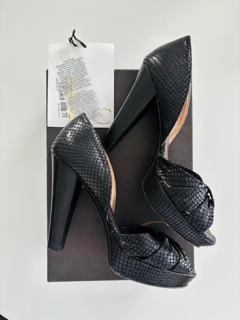 Just Cavalli pumps zwarte leren hoge hakken designer 37,5, Pumps, Zwart, Ophalen of Verzenden, Zo goed als nieuw
