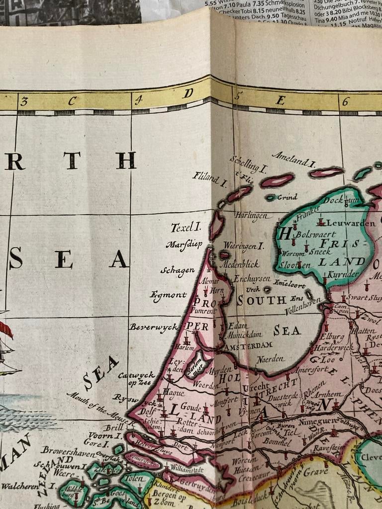 Antieke kaart Nederland, de Lage Landen, 18e eeuw, Ophalen of Verzenden