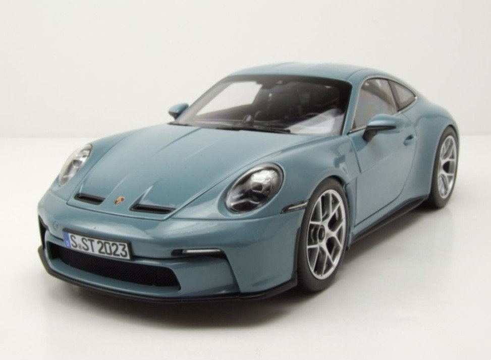 1:18 Porsche 911 S/T uit 2023 Blauw Norev, Hobby en Vrije tijd, Ophalen of Verzenden, Nieuw, Auto, Norev