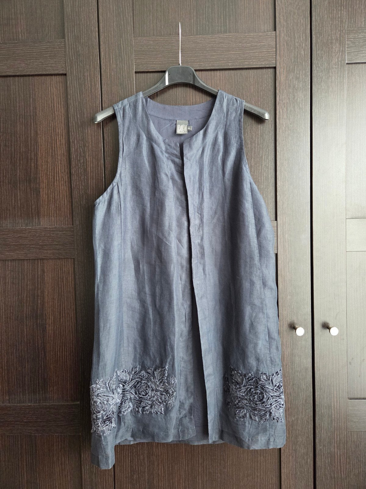 Didi gilet grijs blauw voile fluweel broderie maat 1 XS S, Blauw, Didi, Ophalen of Verzenden, Zo goed als nieuw