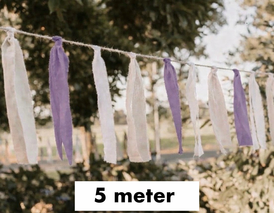 Nieuwe stoffen slinger 5 meter (lila/beige/wit), Ophalen of Verzenden, Nieuw, Versiering