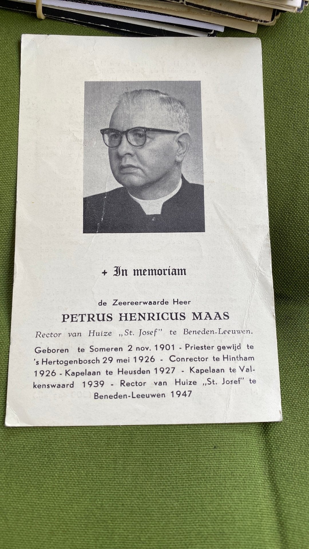 rector PH Maas 1901 Someren 1957 Tiel, Ophalen of Verzenden
