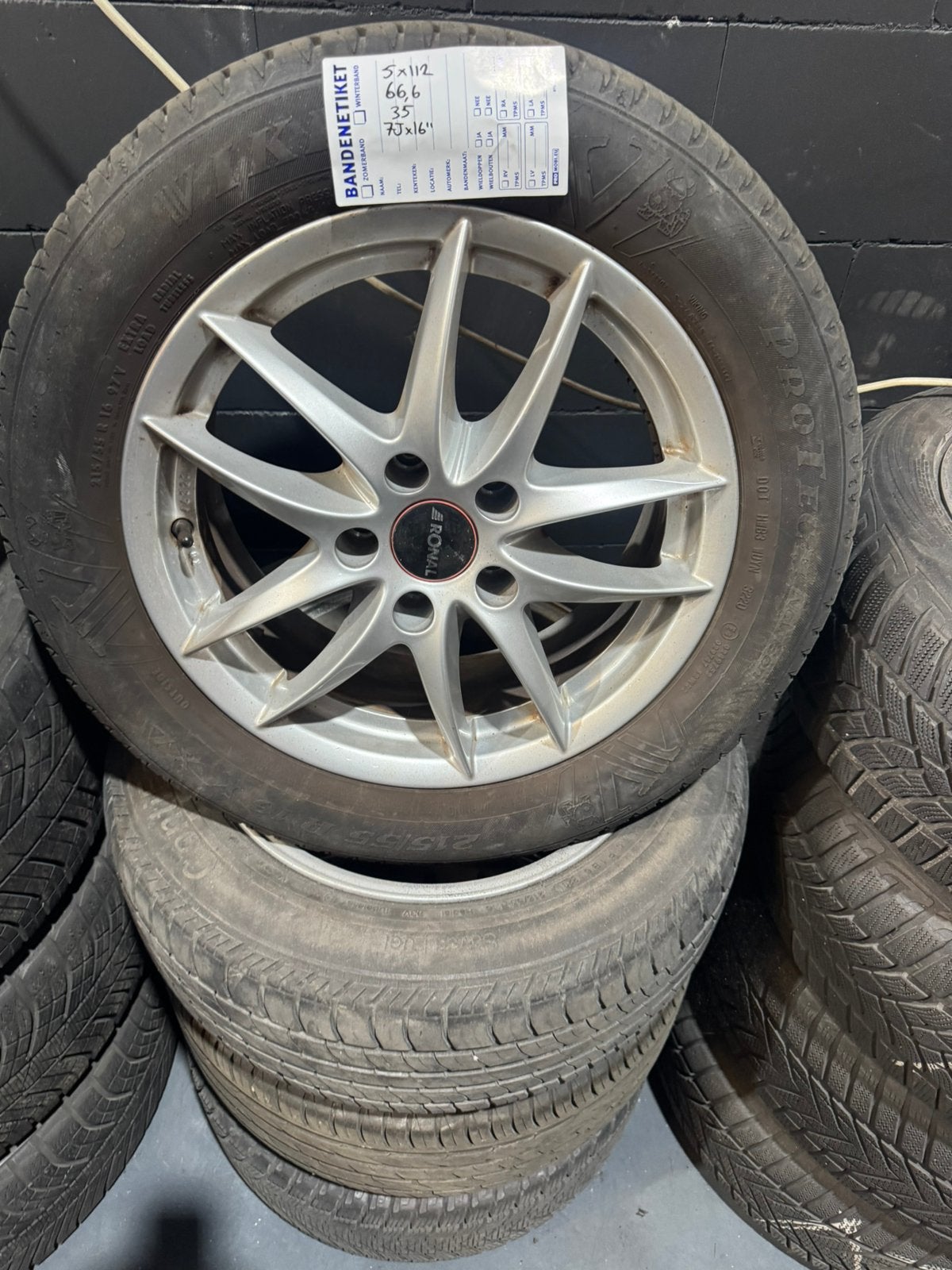 16” 5x112 Mercedes Audi VW Velgen met 215/55/16, Auto-onderdelen, Banden en Velgen, 16 inch, Banden en Velgen, Ophalen of Verzenden