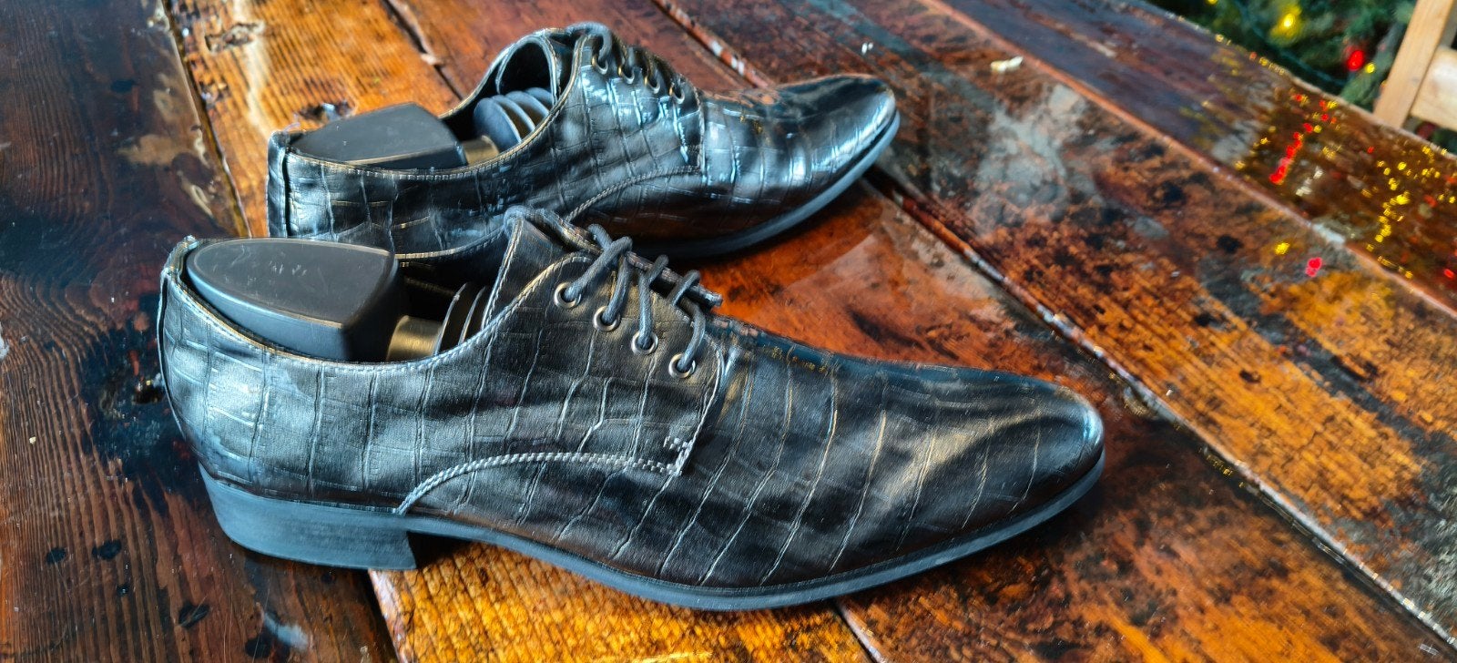 Nieuwe Lureaux heren veterschoenen zwart croco leer, Zwart, Nieuw, Ophalen of Verzenden, Veterschoenen
