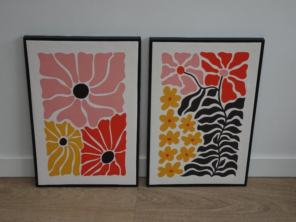 2 schilderijen / muur versieringen Orla Kiely stijl, Minder dan 50 cm, Gebruikt, 50 tot 100 cm, Ophalen of Verzenden