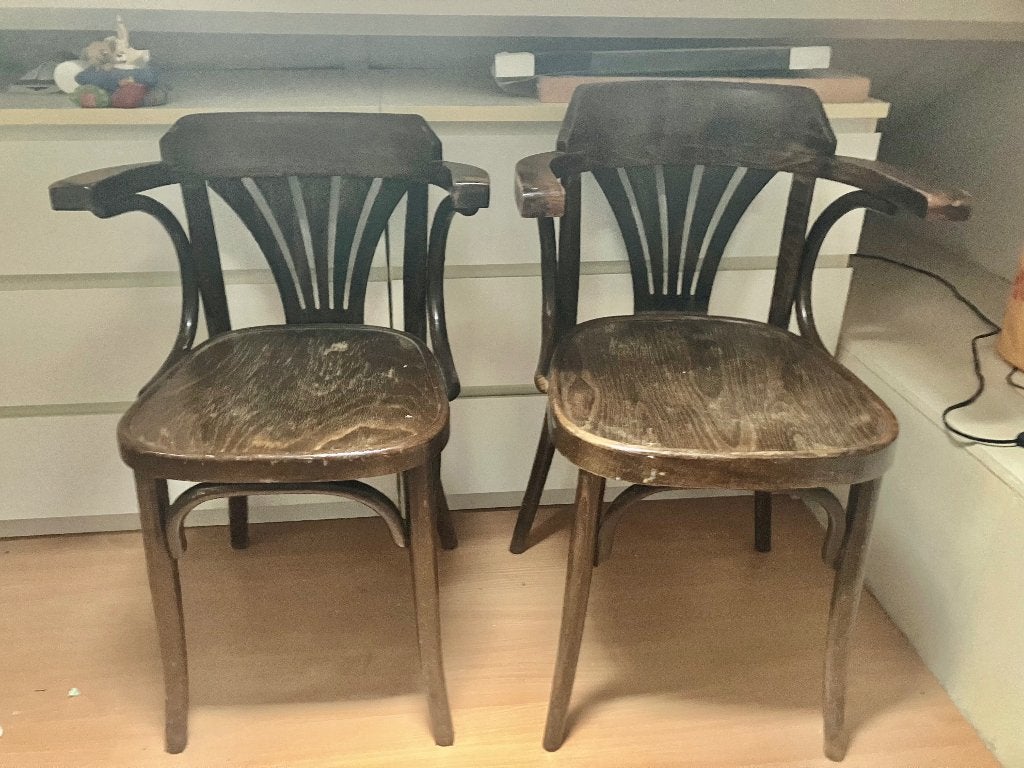Cafe stoelen, Ophalen, Gebruikt, Bruin, Vier