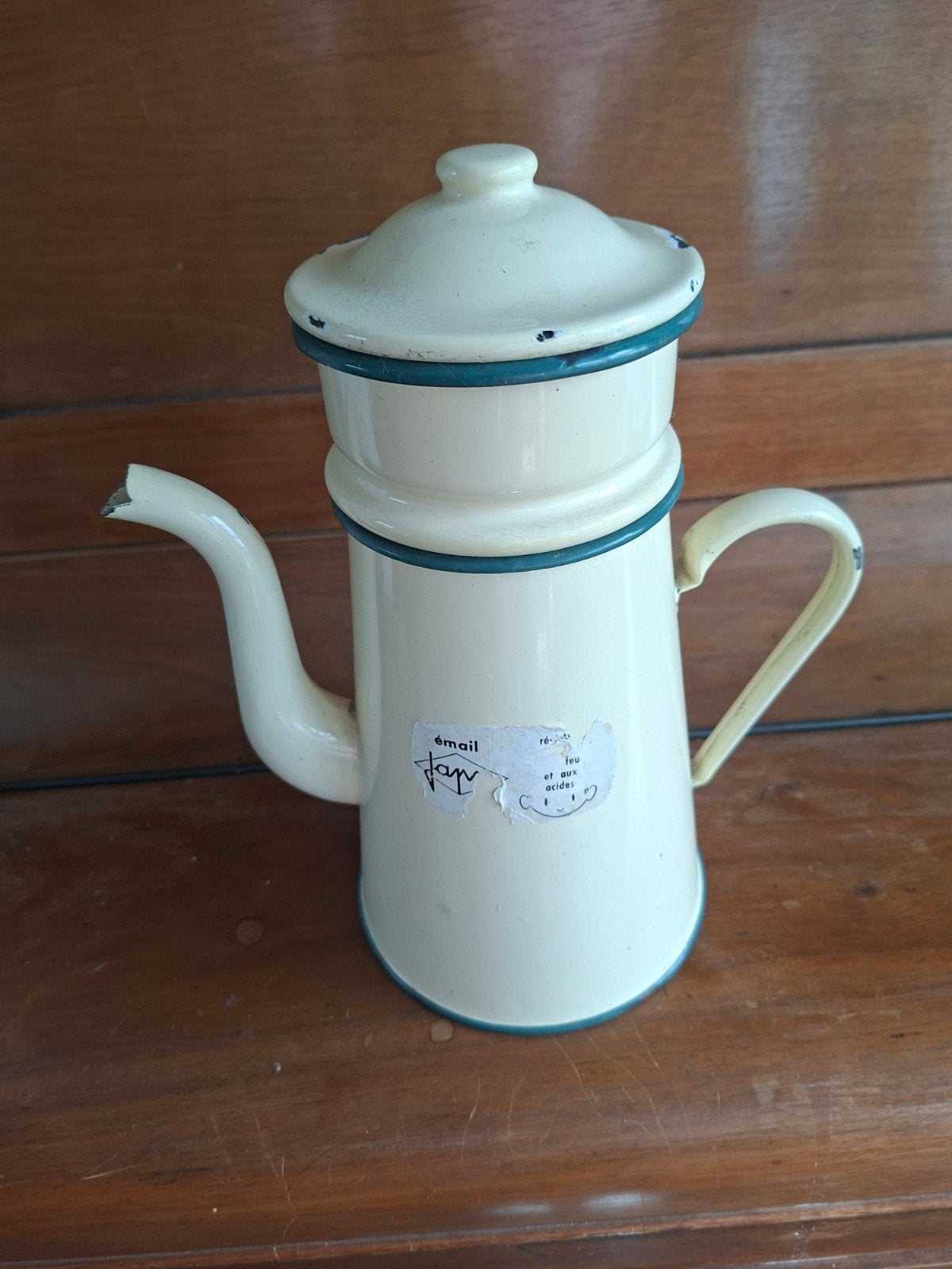 Vintage geëmailleerde koffiepot met filter, Ophalen of Verzenden