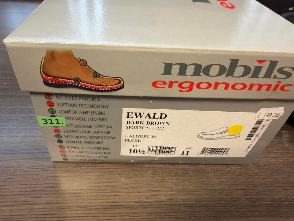 Mobils Ergonomic Ewald Bruin Maat 45/45,5, Bruin, Nieuw, Loafers, Ophalen