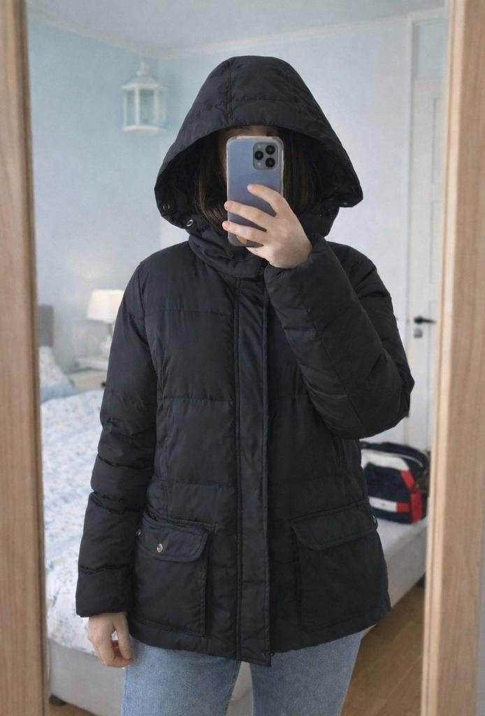 Tommy Hilfiger Zwarte Jas - Maat L, Kleding | Dames, Jassen | Winter, Zwart, Maat 42/44 (L), Ophalen of Verzenden, Zo goed als nieuw
