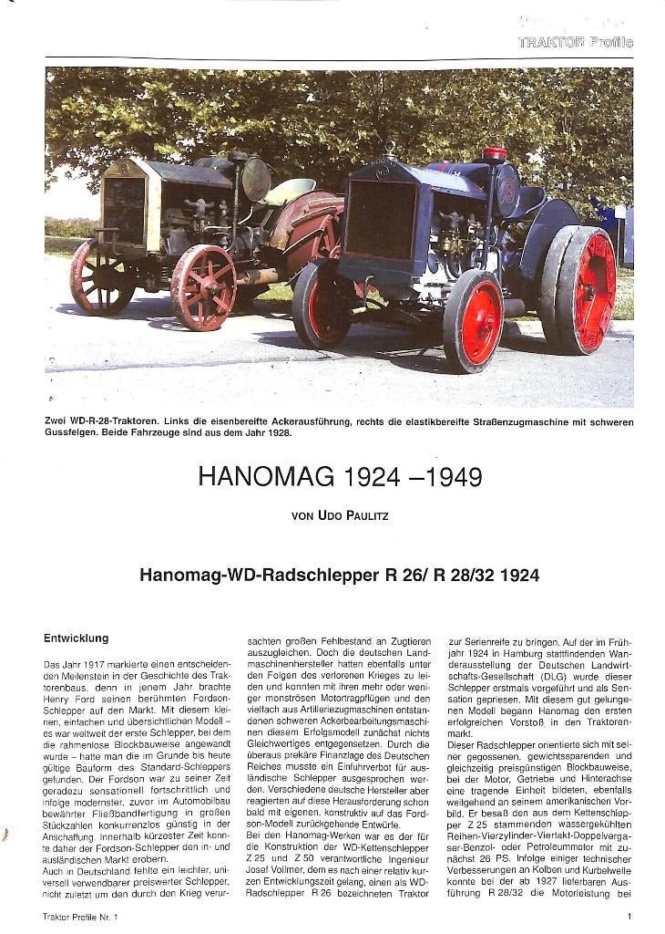 Hanomag, Profile 1 1924-1949, Verzenden, Nieuw, Udo Paulitz, Tractor en Landbouw