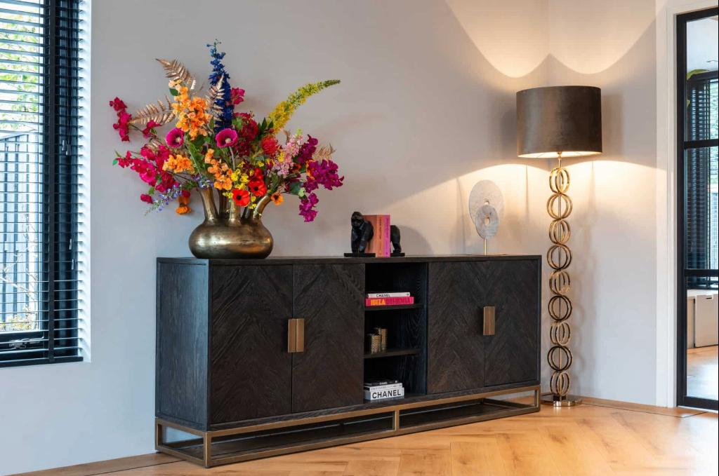 Richmond Interiors Dressoir Blackbone Brass / bronze, Huis en Inrichting, Kasten | Dressoirs, Zo goed als nieuw, 200 cm of meer