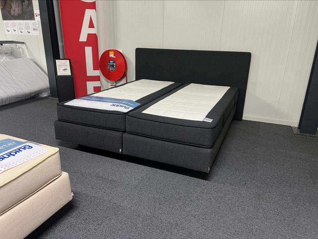 Auping boxspring 180x210 antraciet eventueel Matt sleeps, Ophalen, 210 cm, 180 cm, Stof