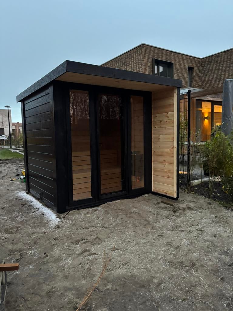 Thermowood of Grenen Buitensauna met luifel. Sauna, Sport en Fitness, Ophalen of Verzenden, Nieuw