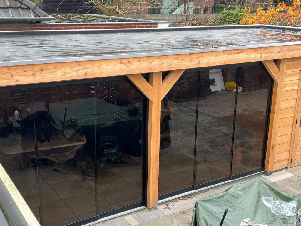 Glazenschuifwand / glazen schuifwanden overkapping p/m € 109, Verzenden, Nieuw, Veranda