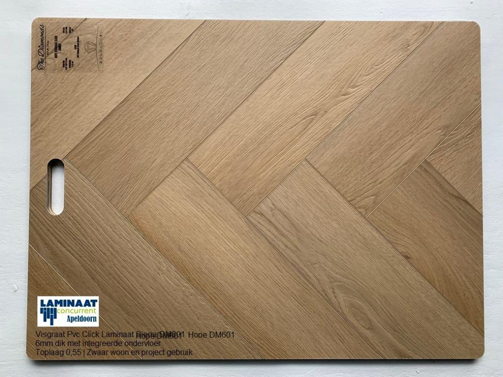 Visgraat Pvc click Natural Oak met integreerde ondervloer, Nieuw, Ophalen of Verzenden, 25 tot 50 m², Bruin