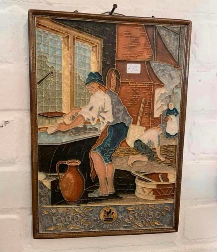 Delfts cloisonné tegel grote porseleinen fles herdenking., Ophalen of Verzenden