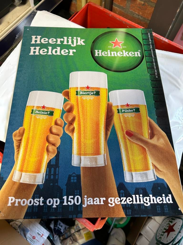 Blikken heineken plaat reclamebord tin-plate, Verzamelen, Ophalen, Nieuw, Reclamebord, Plaat of Schild, Heineken