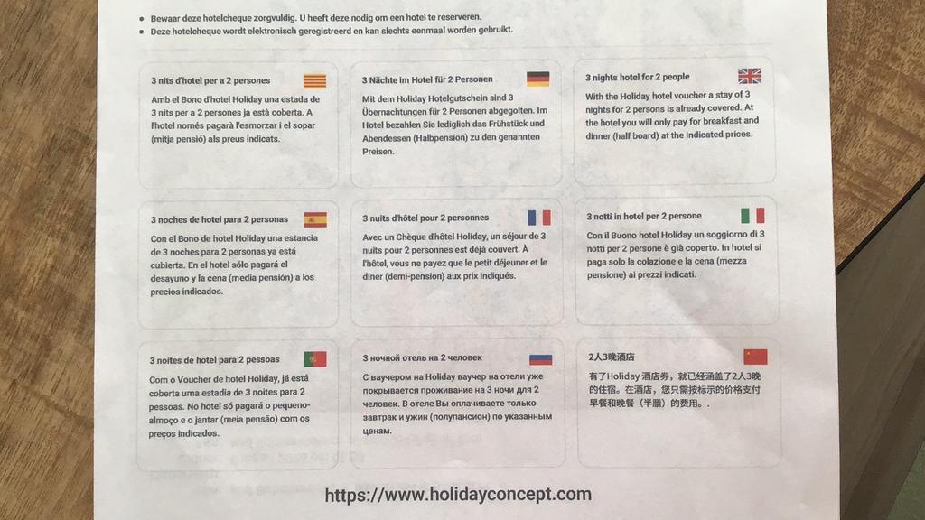 2 holiday concept cheque’s voor 2 personen 1-3 dagen, Twee personen, 1 overnachting