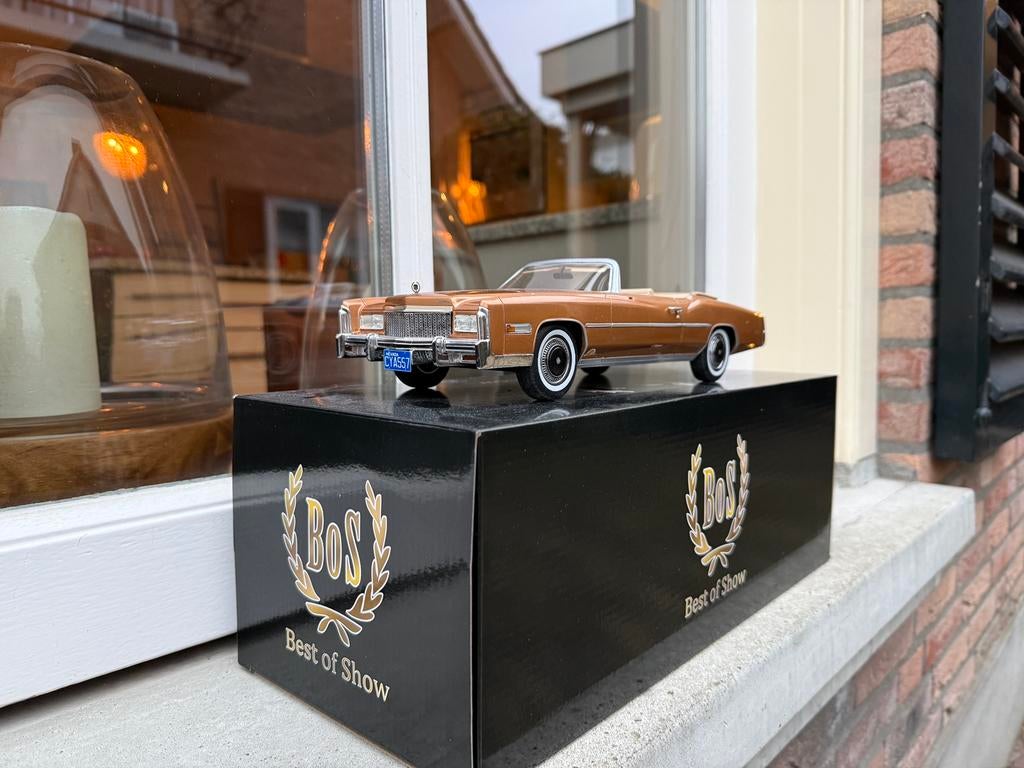 1:18 Cadillac Eldorado cabrio brons 1976 BOS Models BOS419, Overige merken, Info@modelcarworld.com, Auto, Ophalen of Verzenden