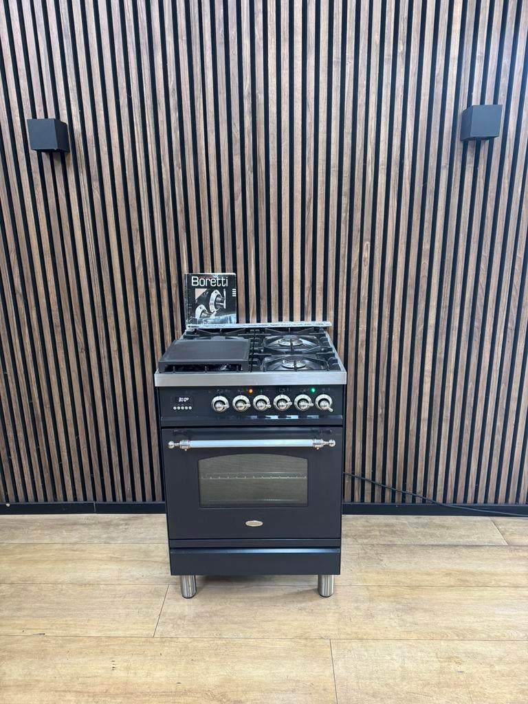 Luxe Boretti Antraciet Fornuis 300°C 60 cm (Gratis bezorgen), 5258sh, Zo goed als nieuw, Energieklasse A of zuiniger, Gas