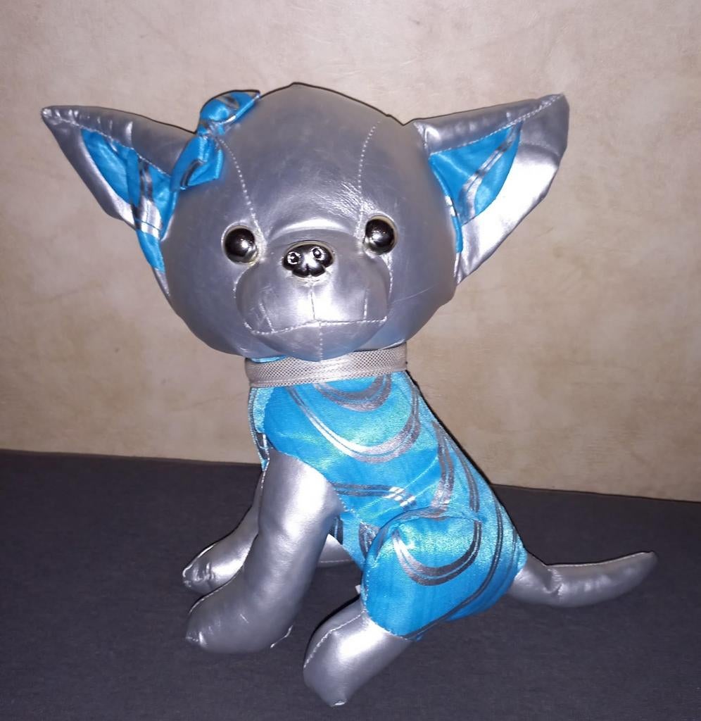 Shiny blauw-zilveren Chihuahua knuffel, Ophalen of Verzenden, Zo goed als nieuw, Hond