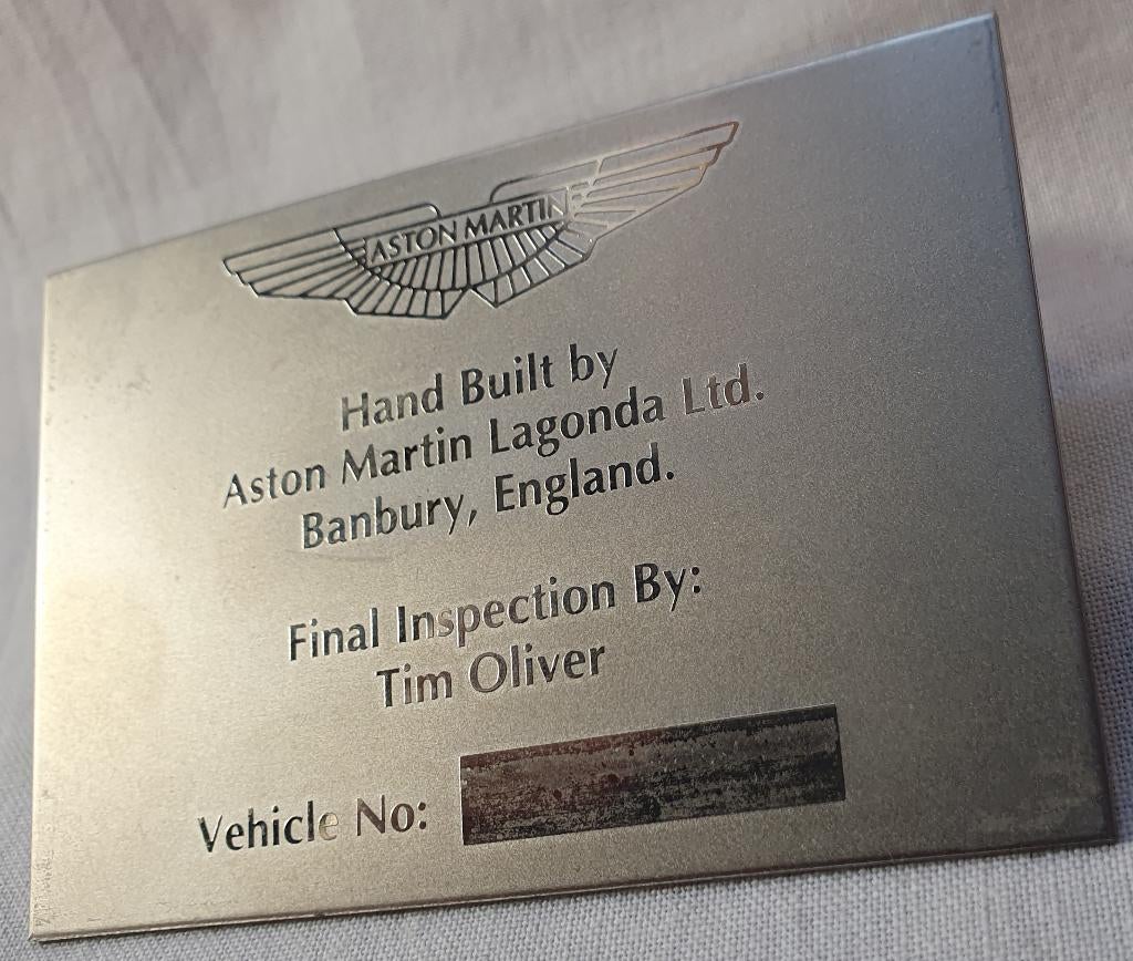 Aston Martin Lagonda Inspectie plaquette, 80/90er jaren, Verzenden, Nieuw, Auto's