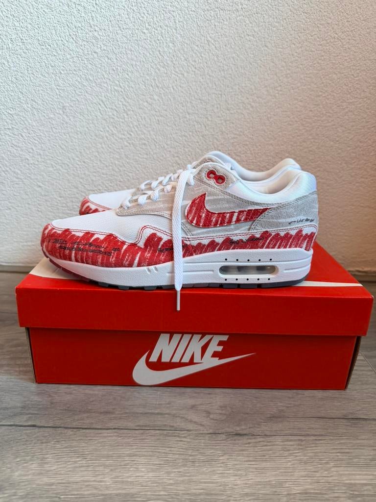 Nike Air Max 1 Tinker Sketch to Shelf US9 EU 42.5 Nieuw, Wit, Nieuw, Ophalen of Verzenden, Sneakers of Gympen