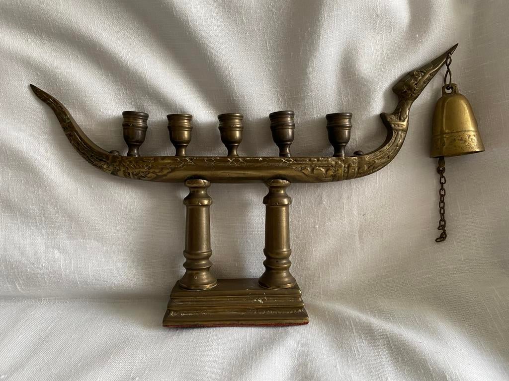 Thaise Drakenboot kandelaar, Overige kleuren, Brons of Koper, Ophalen of Verzenden, Zo goed als nieuw