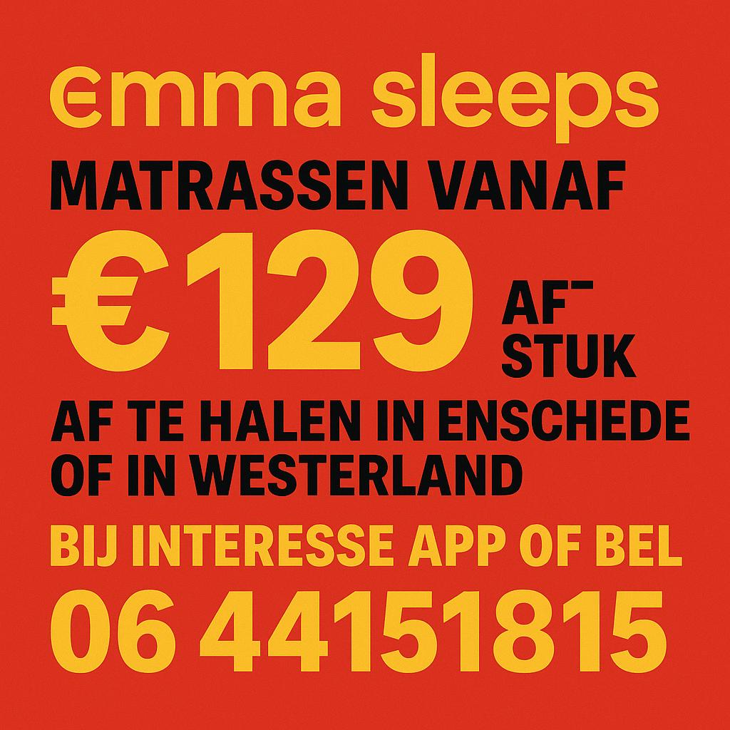 Matras 140x200cm Emma hybride 2 matrassen diverse maten, Ophalen of Verzenden, Nieuw, Tweepersoons