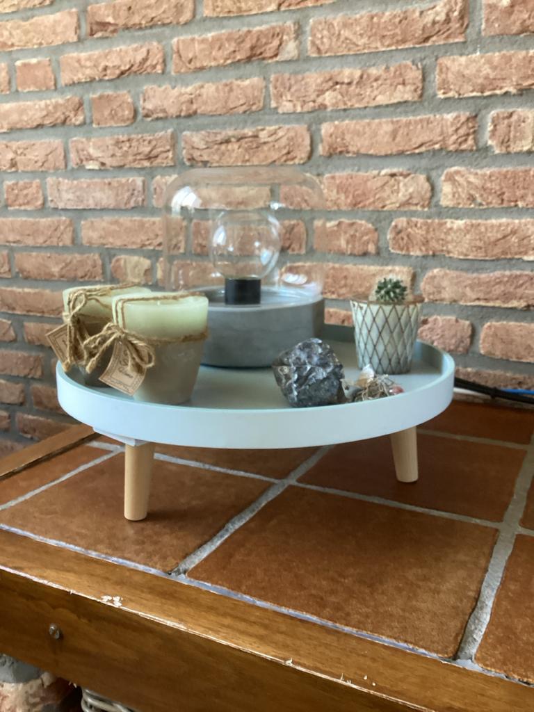 Decoratie plateau met accessoires, Huis en Inrichting, Woonaccessoires | Dienbladen, Ophalen of Verzenden, Zo goed als nieuw, Rond