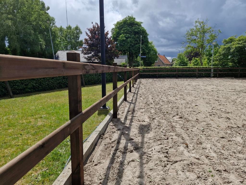 houten omheining paardenbak paddock machinaal houten hek, Dieren en Toebehoren, Weidegang, 4 paarden of pony's of meer