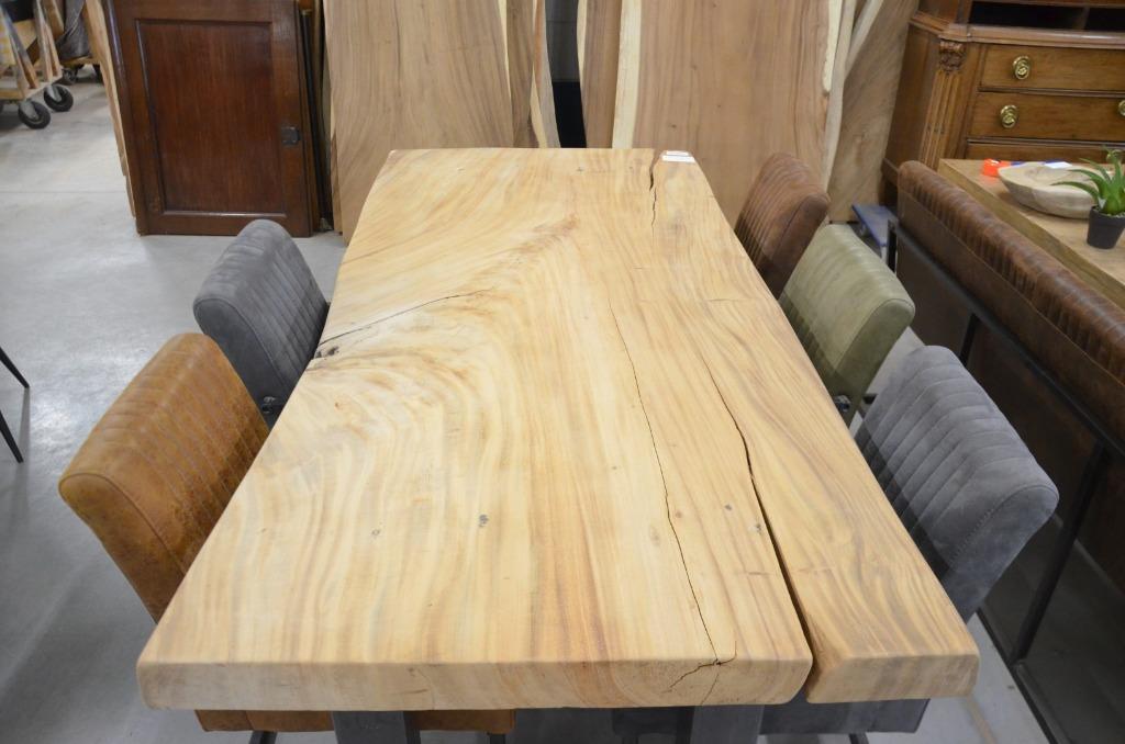 Suar Boomstamtafel 220 cm, Huis en Inrichting, Tafels | Eettafels, Overige houtsoorten, Rechthoekig, Nieuw, 200 cm of meer