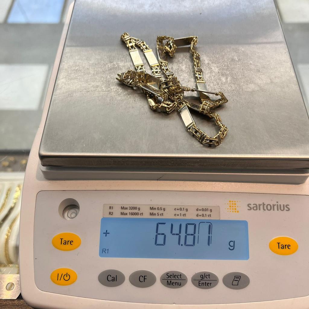 Prachtige 14 karaats gouden massieve flat magnum ketting, Ophalen of Verzenden, Goud