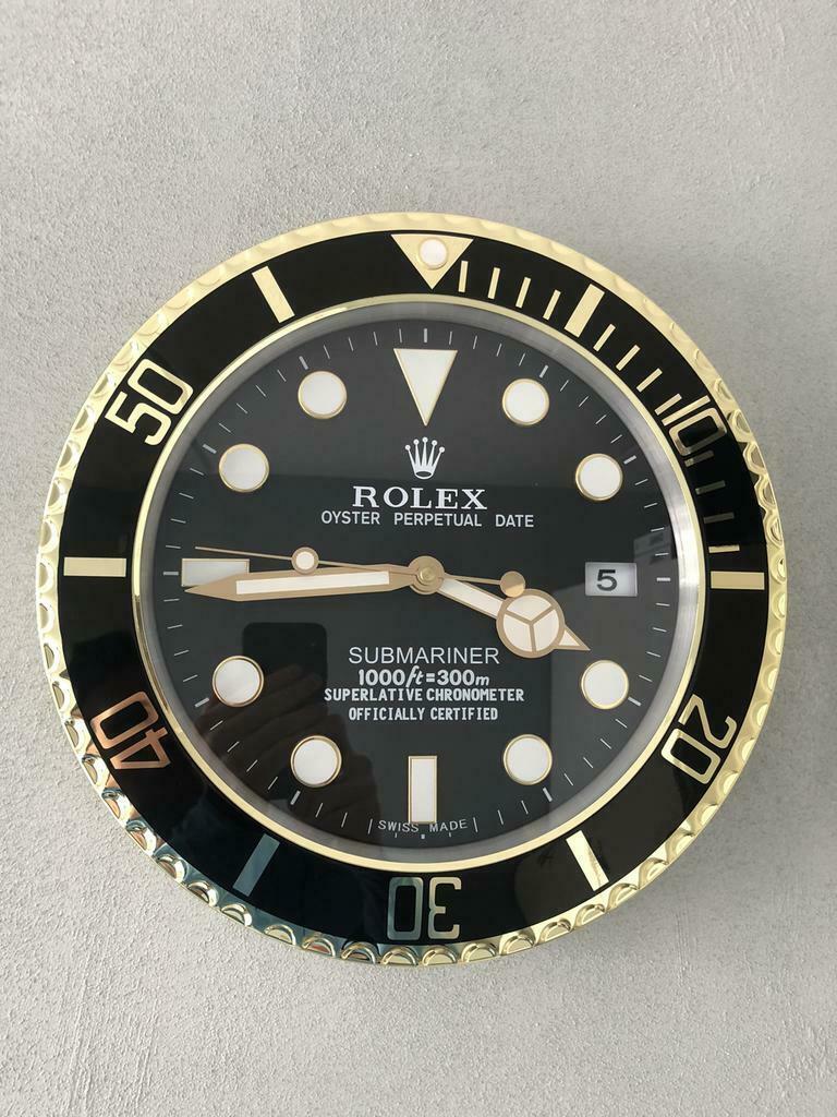 Rolex Submariner Goud Wandklok / Klok !! NIEUW !!, Huis en Inrichting, Woonaccessoires | Klokken, Nieuw, Wandklok, Ophalen of Verzenden