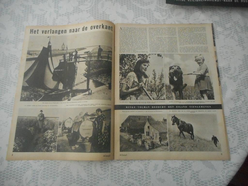 Eiland Tiengemeten. Verlangen naar de overkant. 1954., Ophalen of Verzenden, 1940 tot 1960, Nederland, Knipsel(s)