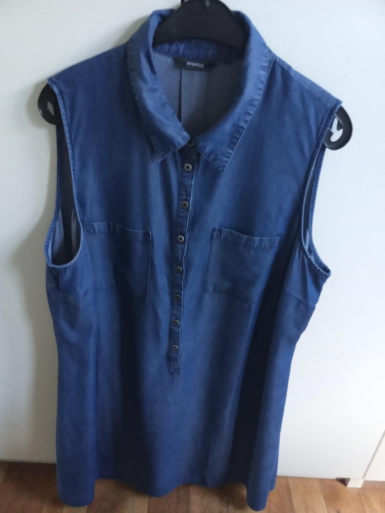 DENIM OVERGOOIER 46/48, Kleding | Dames, Jurken, Promiss, Blauw, Maat 46/48 (XL) of groter, Ophalen of Verzenden