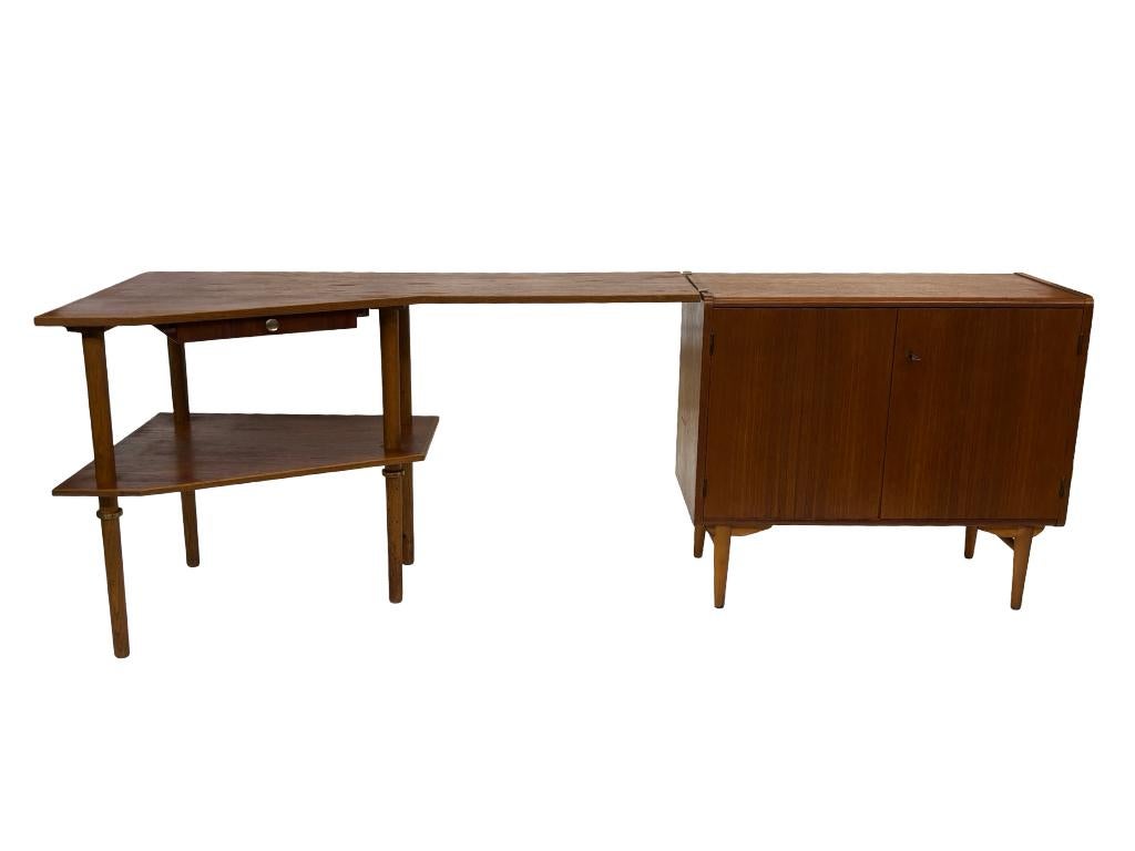 Vintage werkplek wandmeubel dressoir jaren 60 teak, Huis en Inrichting, Kasten | Wandmeubels, Gebruikt, Met deur(en), Vintage