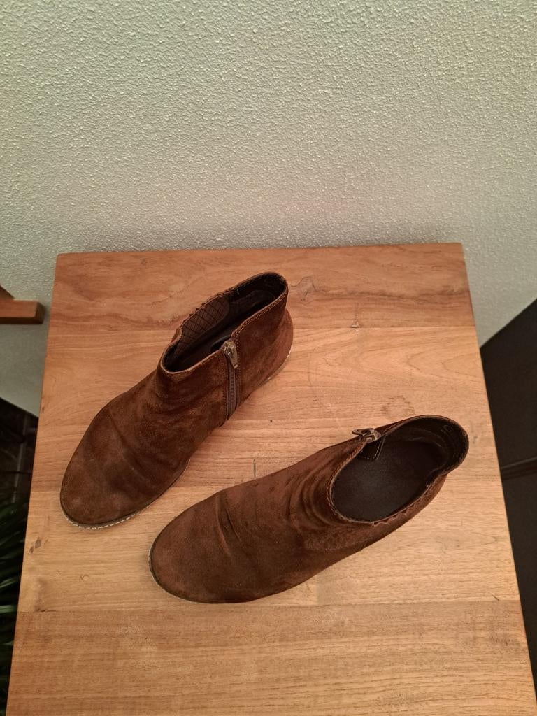 Cognac Gabor suede leren enkellaarsjes 5 mt 38, Ophalen of Verzenden, Gedragen, Bruin