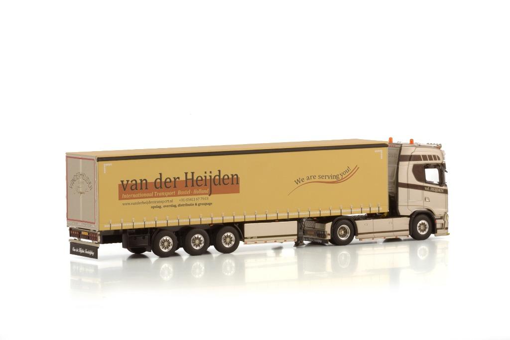 WSI SCANIA  HIGHLINE   SCHUIFZEIL TRAILER  VAN DER HEIJDEN, Ophalen of Verzenden, Nieuw, Bus of Vrachtwagen, Wsi