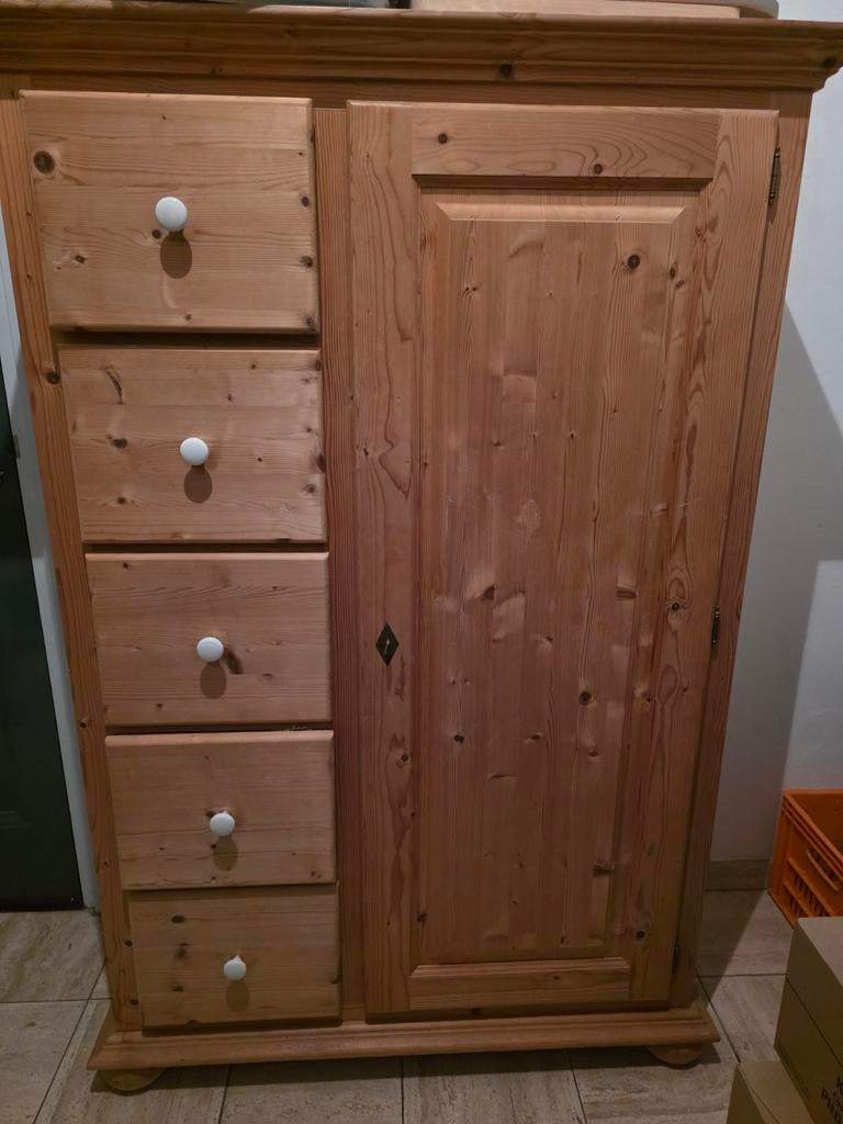 Grenen Meidenkast met Lades en Deur, Ophalen, Met deur(en), 50 tot 100 cm, 25 tot 50 cm