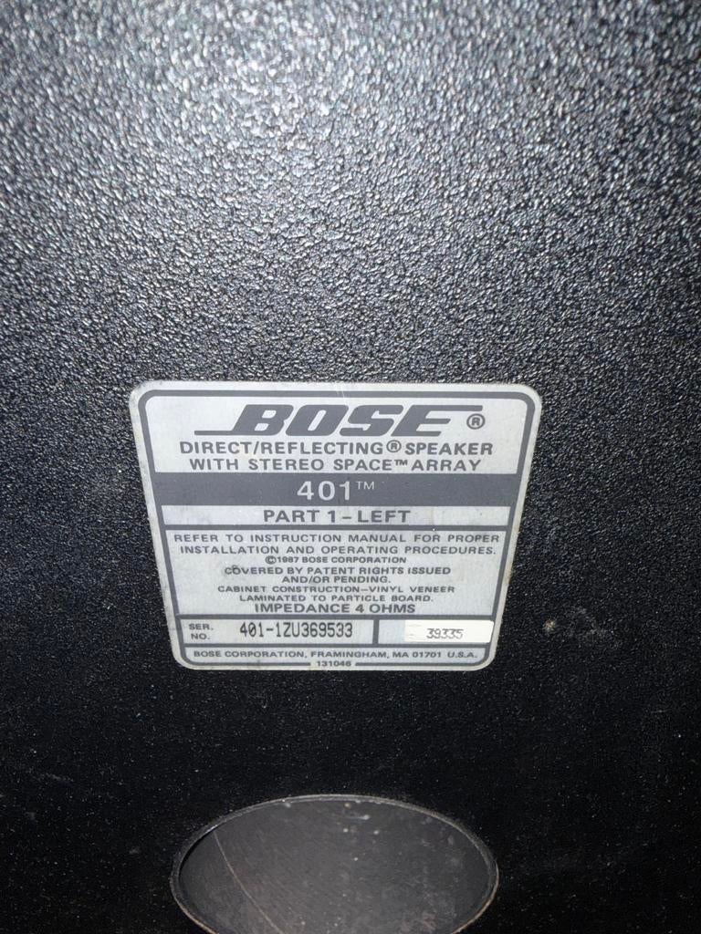 Bose 401 Luidspreker - Direct/Reflecting, Ophalen of Verzenden, Gebruikt, Front, Rear of Stereo speakers, Bose