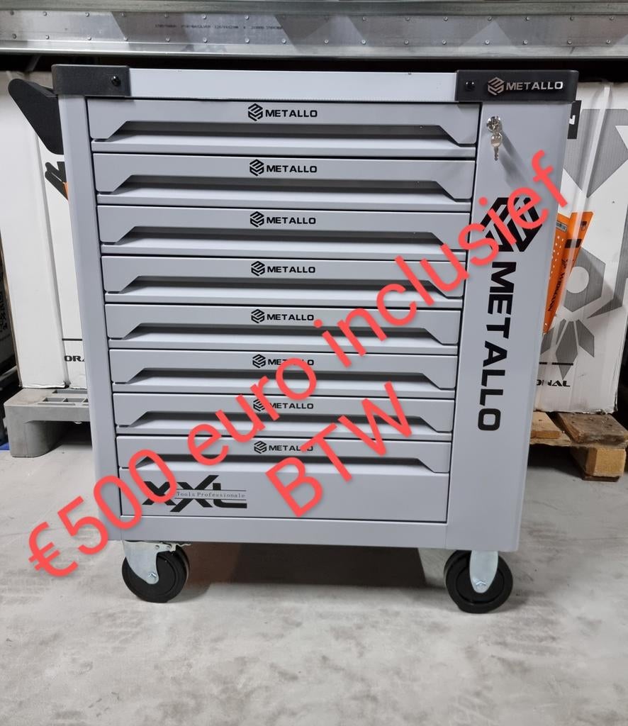 metallo gereedschapwagen acht laden gevuld, Ophalen of Verzenden, Gevuld, Nieuw