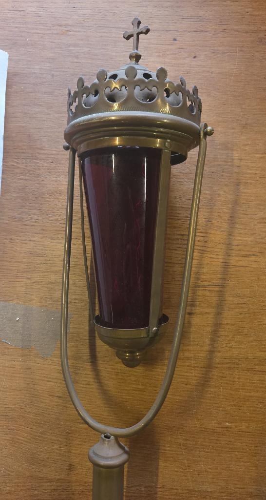 Antieke messing processielamp sanctuariumlamp, Ophalen, Gebruikt, Christendom | Katholiek